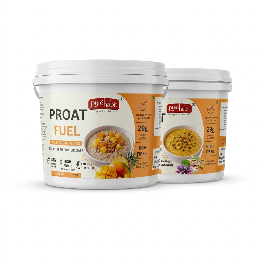 Pure Habit Proat Fuel Combo – Kesar Pista & Mango Pineapple Instant Protein Oats(2kg)